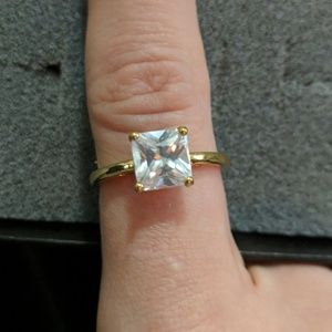 Antique square cut crystal ring